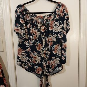 Plus size 3X off the shoulder floral knit top